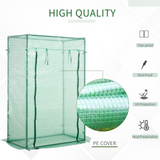 Outsunny 100 x 50 x 150cm Greenhouse Steel Frame PE Cover with Roll-up Door Outdoor for Backyard, Balcony, Garden, Green