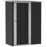 Outsunny 5ft x 3ft Garden Metal Storage Shed, Outdoor Tool Shed with Sloped Roof, Lockable Door for Equipment, Bikes Grey