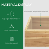 Outsunny Wooden Cold Frame Greenhouse Garden Polycarbonate Grow House  with Independent Openable Top Covers for Flowers, Vegetables, Plants, 100 x 50 x 36 cm, Natural