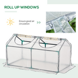 Outsunny Mini Greenhouse Portable Flower Planter Tomato Vegetable House for Garden Backyard with Zipper 120 x 60 x 60 cm, White