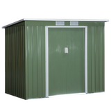 Outsunny 7 x 4ft Garden Metal Storage Shed w/ Foundation Double Door Ventilation Window Sloped Roof Outdoor Equipment Tool Storage 213 x 130 x 173 cm