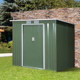 Outsunny 7 x 4ft Garden Metal Storage Shed w/ Foundation Double Door Ventilation Window Sloped Roof Outdoor Equipment Tool Storage 213 x 130 x 173 cm