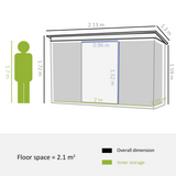 Outsunny 7 x 4ft Garden Metal Storage Shed w/ Foundation Double Door Ventilation Window Sloped Roof Outdoor Equipment Tool Storage 213 x 130 x 173 cm