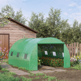 Outsunny Walk in Polytunnel Outdoor Garden Greenhouse with Windows and Doors (4 x 3M)