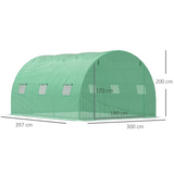 Outsunny Walk in Polytunnel Outdoor Garden Greenhouse with Windows and Doors (4 x 3M)