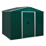 Outsunny 8 x 6ft Outdoor Garden Metal Storage Shed Tool Box with Ventilation & Sliding Doors, Green