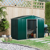 Outsunny 8 x 6ft Outdoor Garden Metal Storage Shed Tool Box with Ventilation & Sliding Doors, Green