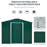 Outsunny 8 x 6ft Outdoor Garden Metal Storage Shed Tool Box with Ventilation & Sliding Doors, Green