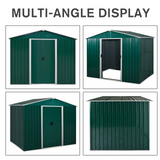 Outsunny 8 x 6ft Outdoor Garden Metal Storage Shed Tool Box with Ventilation & Sliding Doors, Green