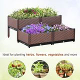 Outsunny 50cm x 50cm x 46.5cm Set of 4 41L Garden Raised Bed Kit, PP DIY Elevated Planter Box, Flower Vegetables Planting Container with Self-Watering Design and Drainage Holes