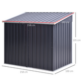 Outsunny 5ft x 3ft Garden 2-Bin Corrugated Steel Rubbish Storage Shed w/ Locking Doors Lid Outdoor Hygienic Dustbin Unit Garbage Trash Cover