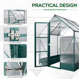 Outsunny Garden Walk-in Aluminium Greenhouse Polycarbonate with Plant Bed ,Temperature Controlled Window, Foundation, 6 x 6ft