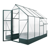 Outsunny Garden Walk-in Aluminium Greenhouse Polycarbonate with Plant Bed ,Temperature Controlled Window, Foundation, 6 x 8ft