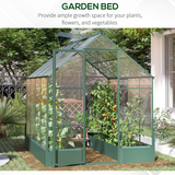 Outsunny Garden Walk-in Aluminium Greenhouse Polycarbonate with Plant Bed ,Temperature Controlled Window, Foundation, 6 x 8ft