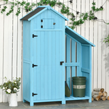 Outsunny Garden Shed Wooden Firewood House Storage Cabinet Waterproof Asphalt Roof Tool Organizer with Lockable Door, 130 x 55 x 180 cm