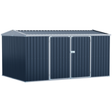 Outsunny 14 x 9ft Outdoor Garden Metal Storage Shed with Lockable Door, Tool Storage Box for Backyard, Patio and Lawn, Grey