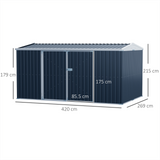 Outsunny 14 x 9ft Outdoor Garden Metal Storage Shed with Lockable Door, Tool Storage Box for Backyard, Patio and Lawn, Grey