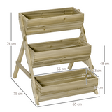 Outsunny 3 Tier 66L Raised Garden Bed Wooden Elevated Planter Box Kit for Flower, Vegetable, Herb, 120 x 68 x 80cm, Green