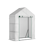 Outsunny Greenhouse for Outdoor, Portable Gardening Plant Grow House with 2 Tier Shelf, Roll-Up Zippered Door, PE Cover, 143 x 73 x 195cm, Green