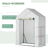 Outsunny Greenhouse for Outdoor, Portable Gardening Plant Grow House with 2 Tier Shelf, Roll-Up Zippered Door, PE Cover, 143 x 73 x 195cm, Green