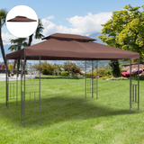 Outsunny 3x4m Gazebo Replacement Roof Canopy 2 Tier Top UV Cover Garden Patio Outdoor Sun Awning Shelters Brown (TOP ONLY)