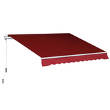 Outsunny 2.5m x 2m Garden Patio Manual Awning Canopy Sun Shade Shelter Retractable with Winding Handle Wine Red