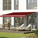 Outsunny 2.5m x 2m Garden Patio Manual Awning Canopy Sun Shade Shelter Retractable with Winding Handle Wine Red