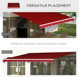 Outsunny 2.5m x 2m Garden Patio Manual Awning Canopy Sun Shade Shelter Retractable with Winding Handle Wine Red