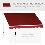 Outsunny 2.5m x 2m Garden Patio Manual Awning Canopy Sun Shade Shelter Retractable with Winding Handle Wine Red