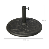 Outsunny 19KG Resin Umbrella Base Garden Parasol Stand Round Sun Shade Holder Suitable For Pole Between Φ38mm to Φ48mm