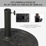 Outsunny 19KG Resin Umbrella Base Garden Parasol Stand Round Sun Shade Holder Suitable For Pole Between Φ38mm to Φ48mm