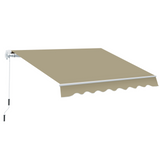 Outsunny 2.5m x 2m Garden Patio Manual Awning Canopy Sun Shade Shelter Retractable with Winding Handle Khaki