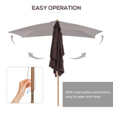 Outsunny 2 x 3m Wooden Parasol Garden Umbrellas Sun Shade Patio Outdoor Umbrella Canopy Coffee