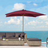 Outsunny 2 x 3m Wooden Parasol Garden Umbrellas Sun Shade Patio Outdoor Umbrella Canopy Wine Red