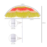 Outsunny Patio Garden Hawaii Beach Sun Umbrella Sunshade Hawaiian Folding Tilting Crank Parasol (Multicolor)