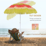 Outsunny Patio Garden Hawaii Beach Sun Umbrella Sunshade Hawaiian Folding Tilting Crank Parasol (Multicolor)