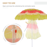 Outsunny Patio Garden Hawaii Beach Sun Umbrella Sunshade Hawaiian Folding Tilting Crank Parasol (Multicolor)