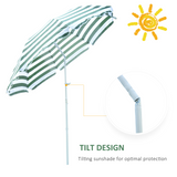 Outsunny Large 1.8m Patio Garden Beach Sun Umbrella Sunshade Folding Tilt Parasol