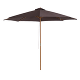 Outsunny 3(m) Fir Wooden Parasol Garden Umbrellas 8 Ribs Bamboo Sun Shade Patio Outdoor Umbrella Canopy, Coffee