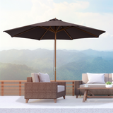 Outsunny 3(m) Fir Wooden Parasol Garden Umbrellas 8 Ribs Bamboo Sun Shade Patio Outdoor Umbrella Canopy, Coffee