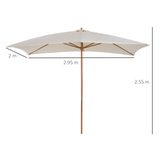 Outsunny 2 x 3m Wooden Parasol Garden Umbrellas Sun Shade Patio Outdoor Umbrella Canopy Cream