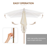 Outsunny 2 x 3m Wooden Parasol Garden Umbrellas Sun Shade Patio Outdoor Umbrella Canopy Cream