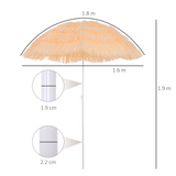 Outsunny Patio Garden Hawaii Beach Sun Umbrella Sunshade Hawaiian Folding Tilting Crank Parasol (Wheat)