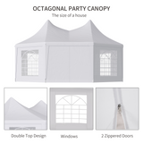 Outsunny 6.8x5M Large Octagonal Party Tent Gazebo Heavy Duty Wedding Marquee Tent Garden Pagoda Tent New