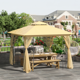 Outsunny 3 x 3 Meter Gazebo Marquee Metal Party Tent Canopy Pavillion Patio Garden Shelter with mesh sidewall