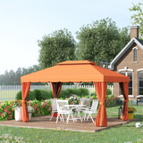 Outsunny 3 x 4 m Aluminium Metal Gazebo Marquee Canopy Pavilion Patio Garden Party Tent Shelter with Nets and Sidewalls - Orange