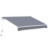 Outsunny 4m x 3(m) Garden Patio Manual Awning Canopy Aluminium Sun Shade Shelter Retractable Grey