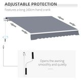 Outsunny 4m x 3(m) Garden Patio Manual Awning Canopy Aluminium Sun Shade Shelter Retractable Grey