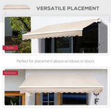 Outsunny 3m x 2.5m Garden Patio Manual Awning Canopy Sun Shade Shelter with Winding Handle Retractable Cream White