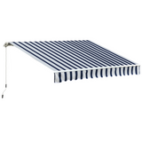 Outsunny 3.5 x 2.5 m Garden Patio Manual Awning Canopy Sun Shade Shelter - Blue/White